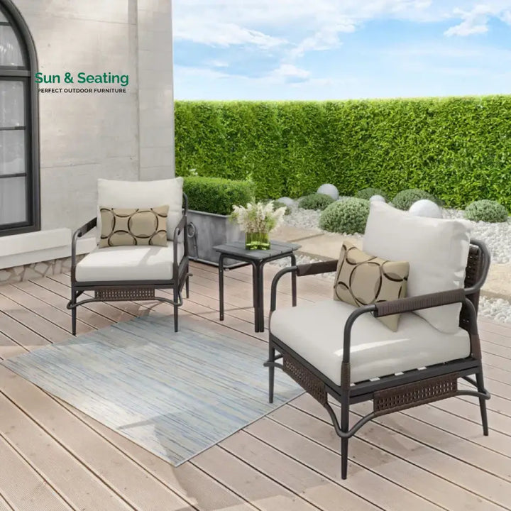 Belinda Outdoor Patio Seating Set 2 Chairs and 1 Table Set (Dark Brown) Coffee Table Sets