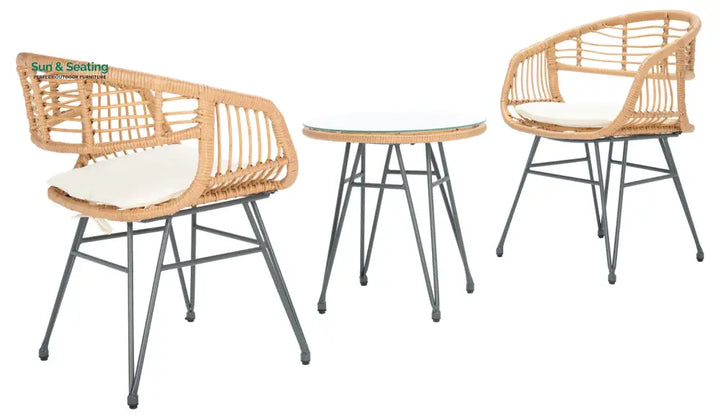 Bella Outdoor Patio Seating Set 2 Chairs and 1 Table Set (Honey) Coffee Table Sets