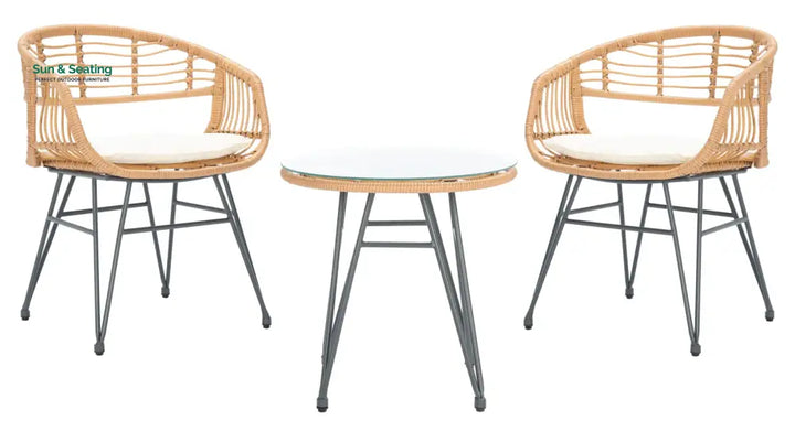 Bella Outdoor Patio Seating Set 2 Chairs and 1 Table Set (Honey) Coffee Table Sets