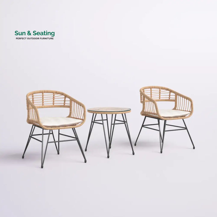 Bella Outdoor Patio Seating Set 2 Chairs and 1 Table Set (Honey) Coffee Table Sets