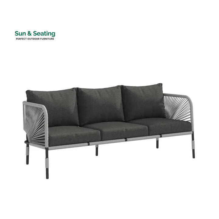Bellamy Outdoor Rope 5-Seater Sofa Set With Glass Top Table Sofa Set