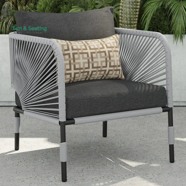 Bellamy Outdoor Rope 5-Seater Sofa Set With Glass Top Table Sofa Set