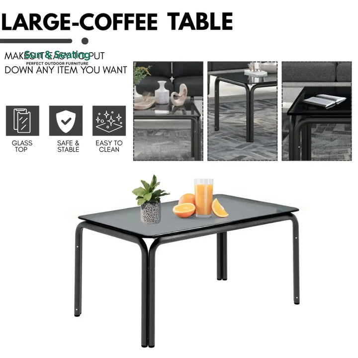 Bellamy Outdoor Rope 5-Seater Sofa Set With Glass Top Table Sofa Set