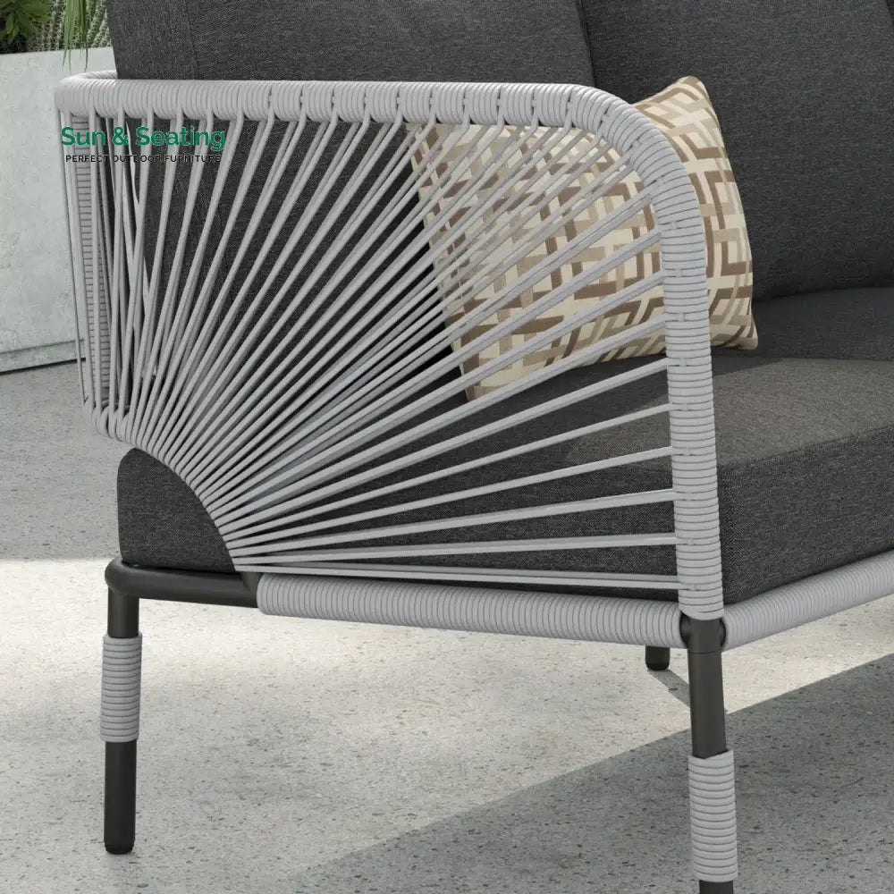 Bellamy Outdoor Rope 5-Seater Sofa Set With Glass Top Table Sofa Set