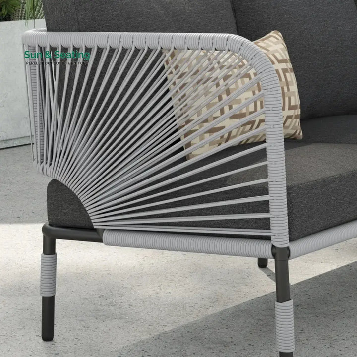 Bellamy Outdoor Rope 5-Seater Sofa Set With Glass Top Table Sofa Set