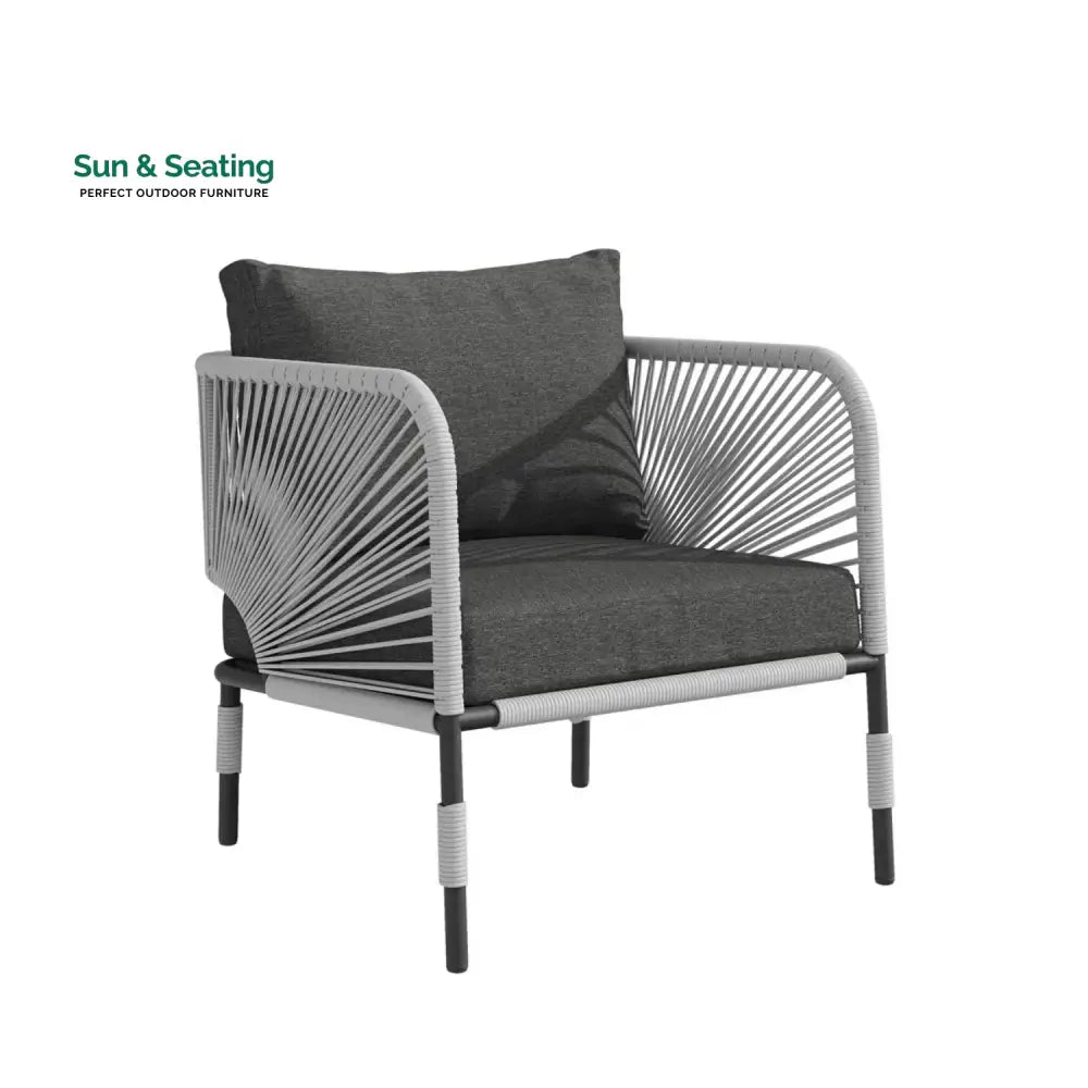 Bellamy Outdoor Rope 5-Seater Sofa Set With Glass Top Table Sofa Set