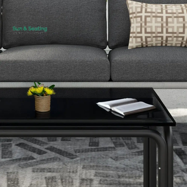 Bellamy Outdoor Rope 5-Seater Sofa Set With Glass Top Table Sofa Set