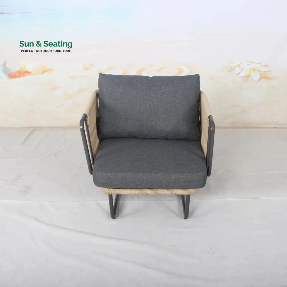 Belle Outdoor Garden Balcony Sofa Set 2 Seater 2 Single Seater 1 Center Table Set (Dark Grey) Braided and Rope Sofa Sets