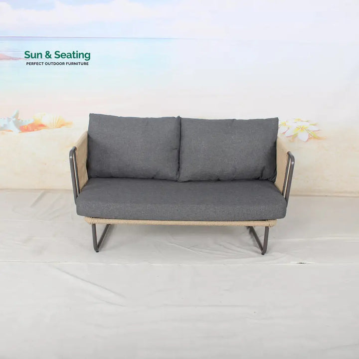 Belle Outdoor Garden Balcony Sofa Set 2 Seater 2 Single Seater 1 Center Table Set (Dark Grey) Braided and Rope Sofa Sets
