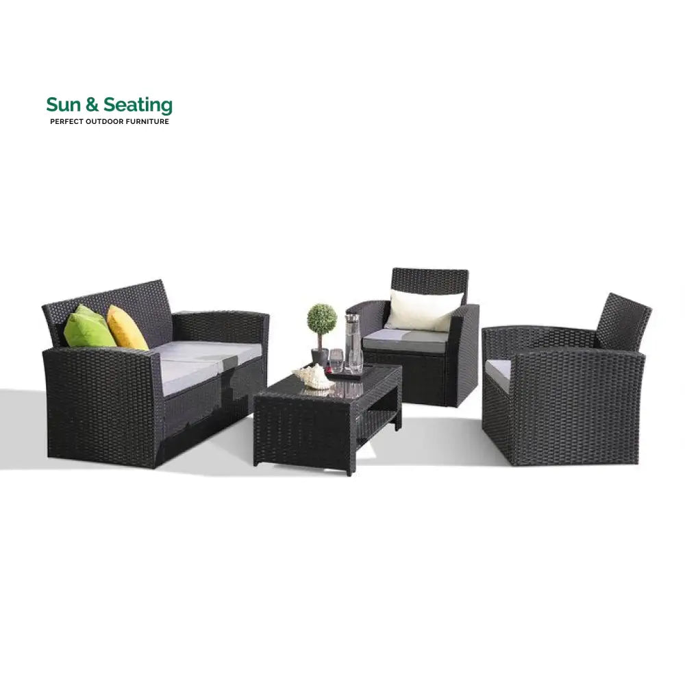 Bellucci Outdoor Sofa Set 2 Seater 2 Single seater and 1 Center Table (Black) Sofa Sets