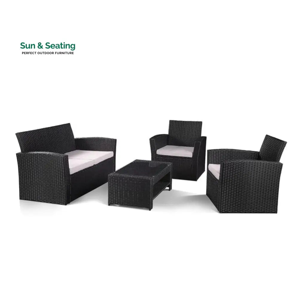 Bellucci Outdoor Sofa Set 2 Seater 2 Single seater and 1 Center Table (Black) Sofa Sets