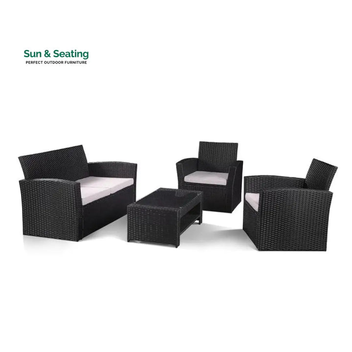 Bellucci Outdoor Sofa Set 2 Seater 2 Single seater and 1 Center Table (Black) Sofa Sets