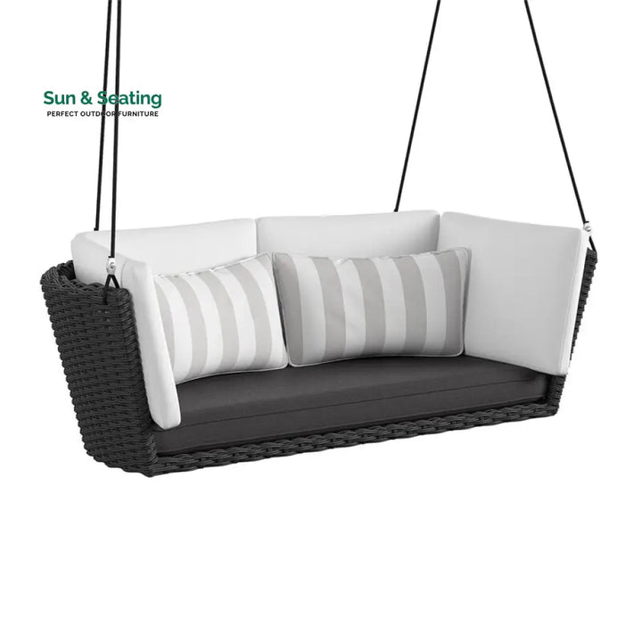 Benigno Double Seater Hanging Swing Without Stand For Balcony Garden Swing (Black) Swings