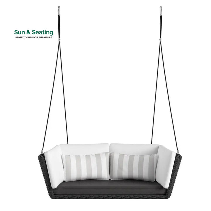 Benigno Double Seater Hanging Swing Without Stand For Balcony Garden Swing (Black) Swings