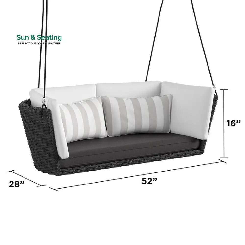 Benigno Double Seater Hanging Swing Without Stand For Balcony Garden Swing (Black) Swings