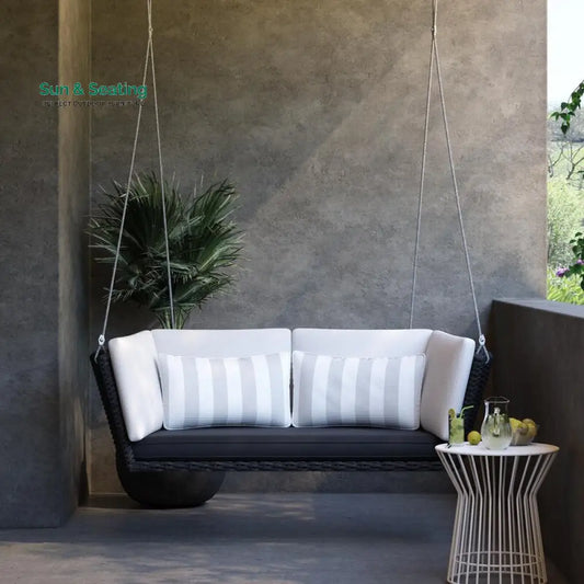 Benigno Double Seater Hanging Swing Without Stand For Balcony Garden Swing (Black) Swings