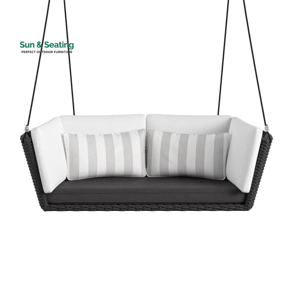 Benigno Double Seater Hanging Swing Without Stand For Balcony Garden Swing (Black) Swings