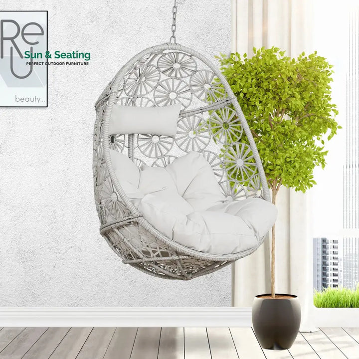 Benley Single Seater Hanging Swing Without Stand For Balcony Garden Swing (White) Swings