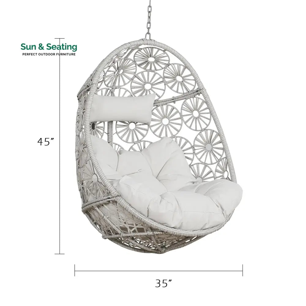 Benley Single Seater Hanging Swing Without Stand For Balcony Garden Swing (White) Swings
