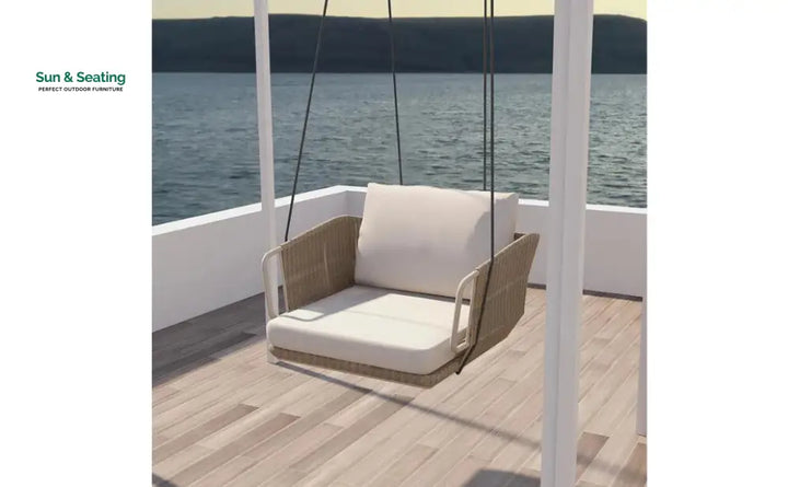 Benoit Single Seater Hanging Swing Without Stand For Balcony Garden Swing (Beige) Braided &amp; Rope Swings
