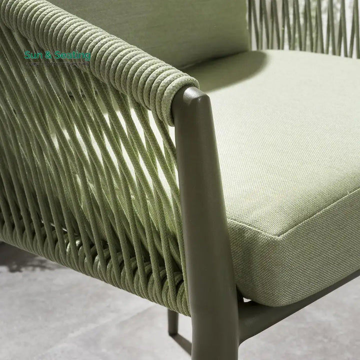 Bernardo Outdoor Patio Seating Set 2 Chairs and 1 Table Set (Beige + Green) Braided &amp; Rope Dining sets