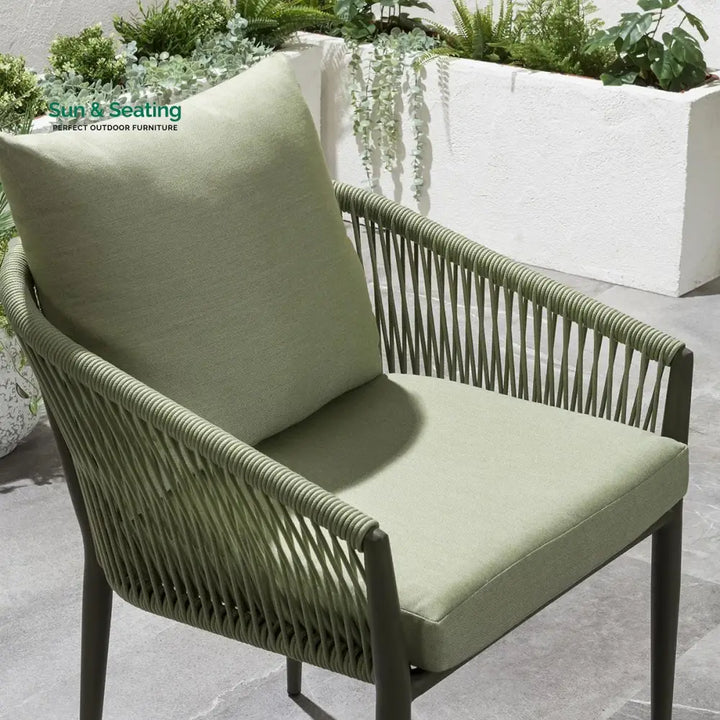 Bernardo Outdoor Patio Seating Set 2 Chairs and 1 Table Set (Beige + Green) Braided &amp; Rope Dining sets