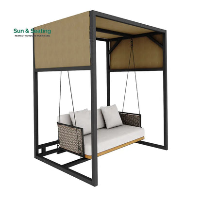 Betancur Double Seater Hanging Swing With Stand For Balcony Garden Swing (Grey) Swings