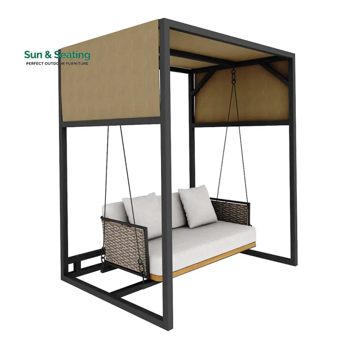 Betancur Double Seater Hanging Swing With Stand For Balcony Garden Swing (Grey) Swings
