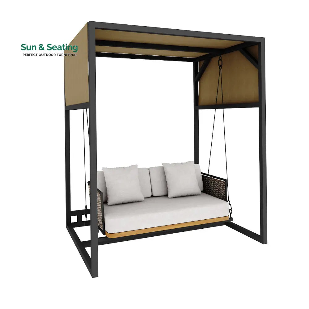 Betancur Double Seater Hanging Swing With Stand For Balcony Garden Swing (Grey) Swings