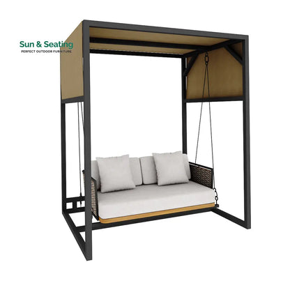 Betancur Double Seater Hanging Swing With Stand For Balcony Garden Swing (Grey) Swings