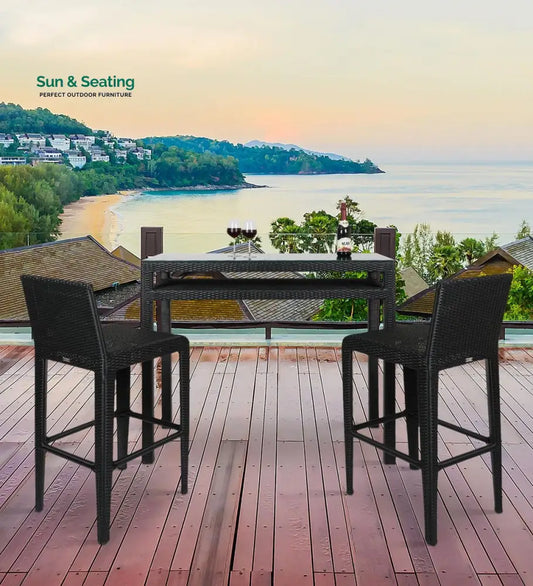 Betta Outdoor Patio Bar Sets 2 Chairs and 1 Table (Black) Bar Sets