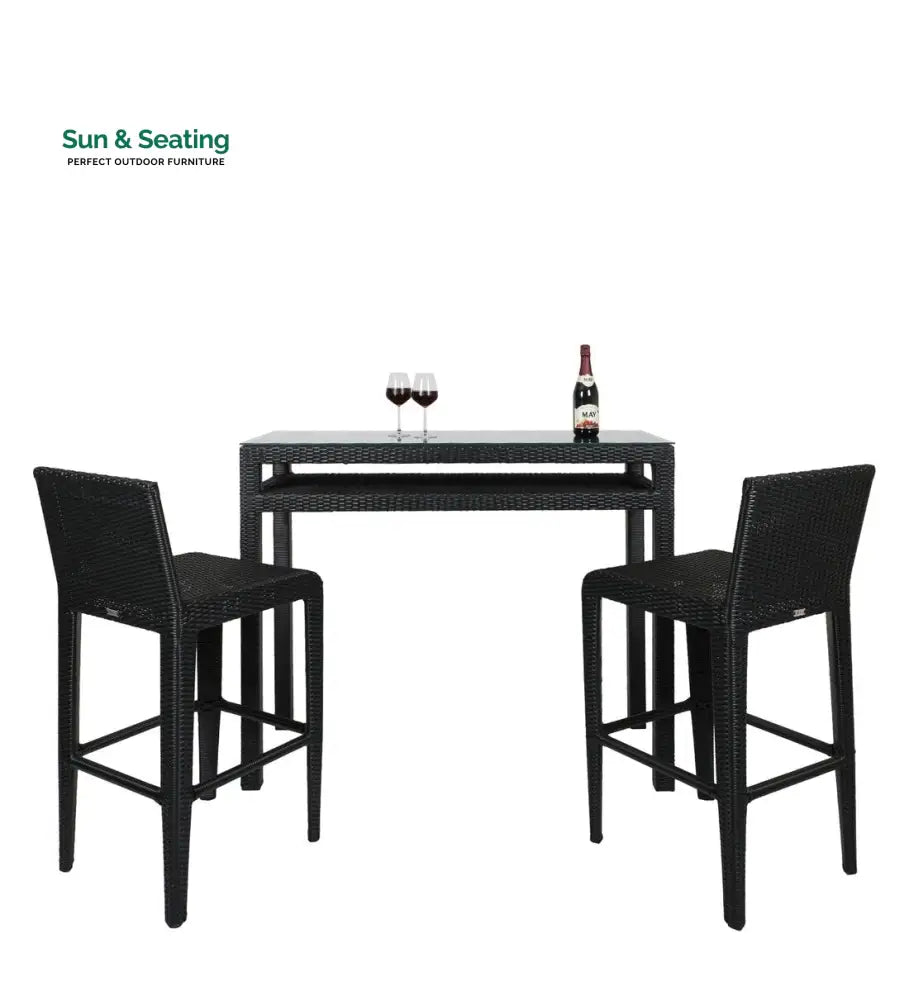 Betta Outdoor Patio Bar Sets 2 Chairs and 1 Table (Black) Bar Sets
