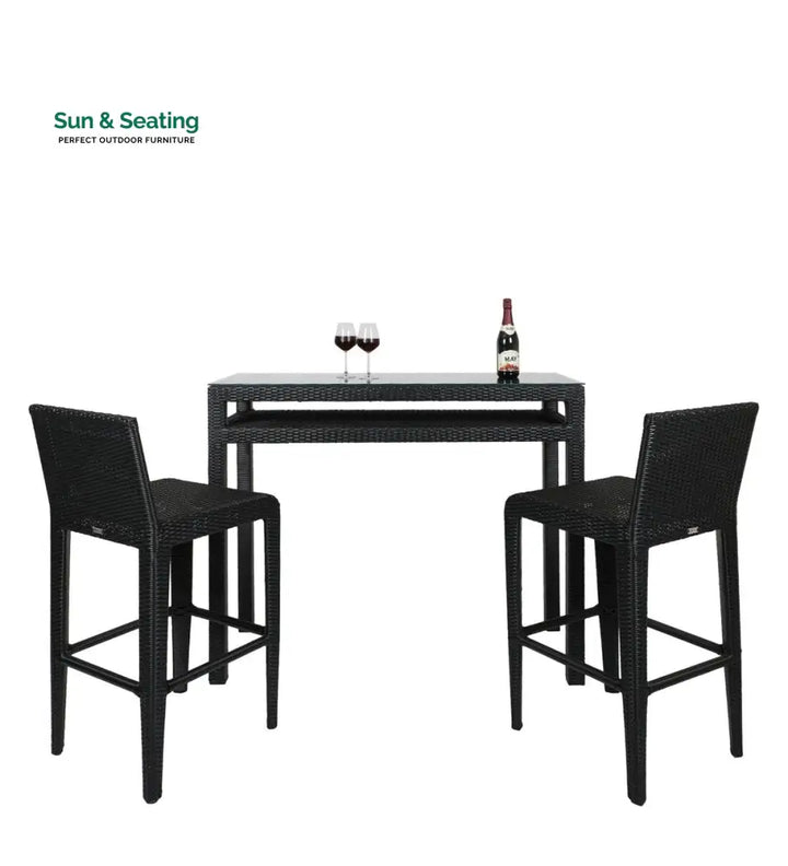 Betta Outdoor Patio Bar Sets 2 Chairs and 1 Table (Black) Bar Sets