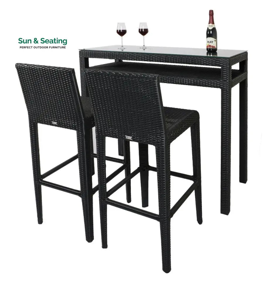 Betta Outdoor Patio Bar Sets 2 Chairs and 1 Table (Black) Bar Sets
