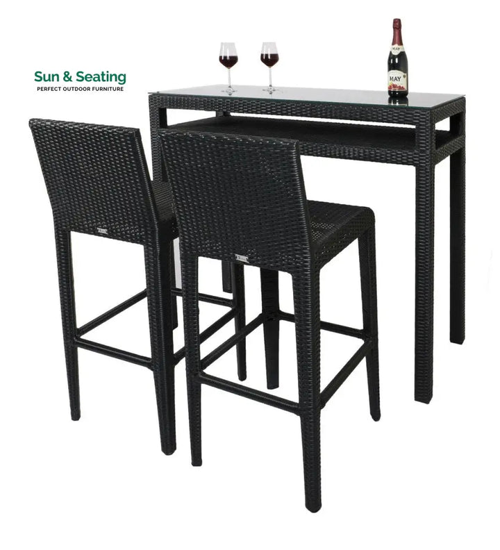 Betta Outdoor Patio Bar Sets 2 Chairs and 1 Table (Black) Bar Sets