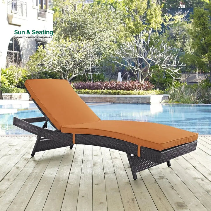 Bettina Outdoor Rattan Wicker Chaise Lounger For Poolside Lounger Set