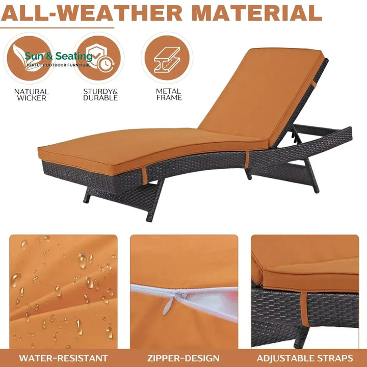 Bettina Outdoor Rattan Wicker Chaise Lounger For Poolside Lounger Set