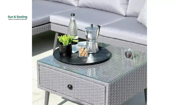 Bettino Outdoor Sofa Set 4 Seater 2 Single seat and 1 Center Table (Black + Grey) Outdoor Furniture Sets