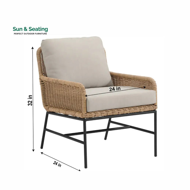 Bevy Outdoor Patio Seating Set 2 Chairs and 1 Table Set (Honey) Coffee Table Sets
