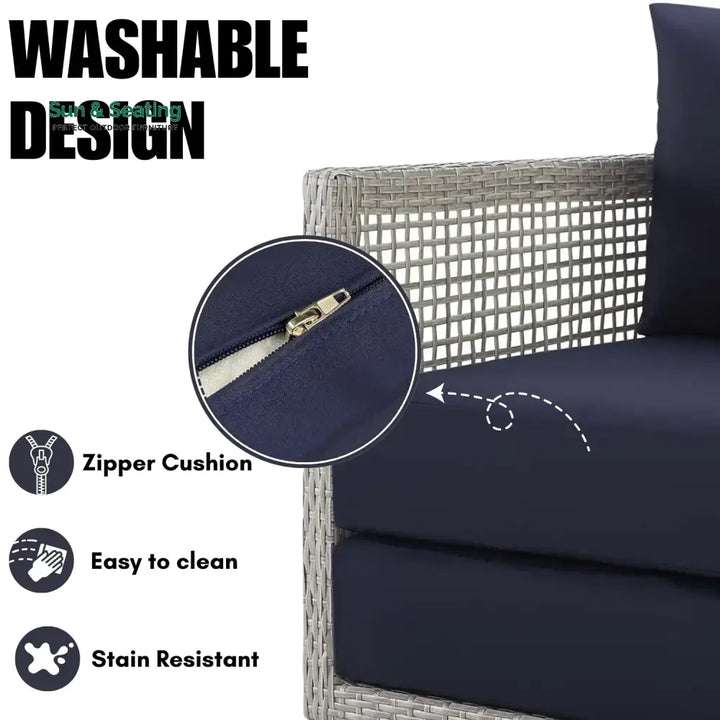 Bhanvi Outdoor Wicker Woven 6 Pieces Sectional Patio Furniture Set Sofa Set