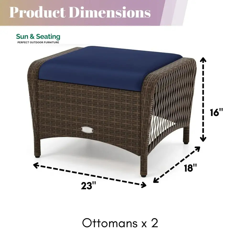 Bhavya 2-Piece Outdoor Rattan Wicker Ottoman Set Footrest