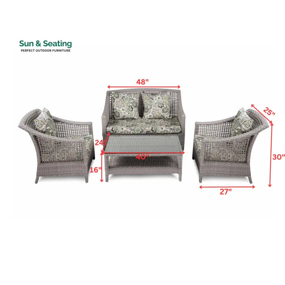 Bianchi Outdoor Sofa Set 2 Seater 2 Single seater and 1 Center Table (Grey) Sofa Sets