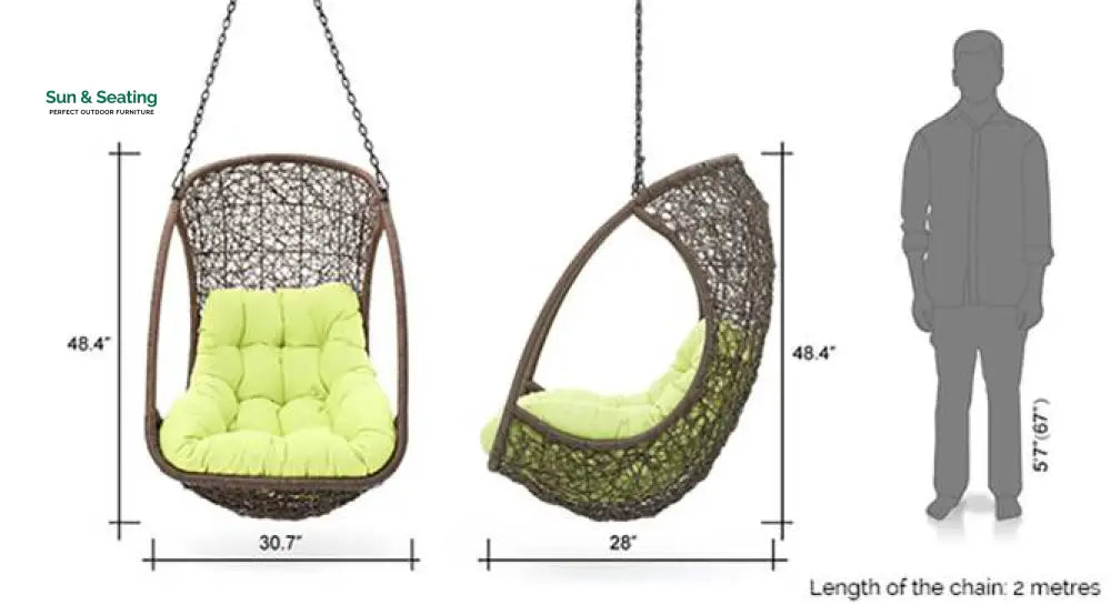 Bianchi Single Seater Hanging Swing Without Stand For Balcony Garden Swing (Dark Brown) Swings