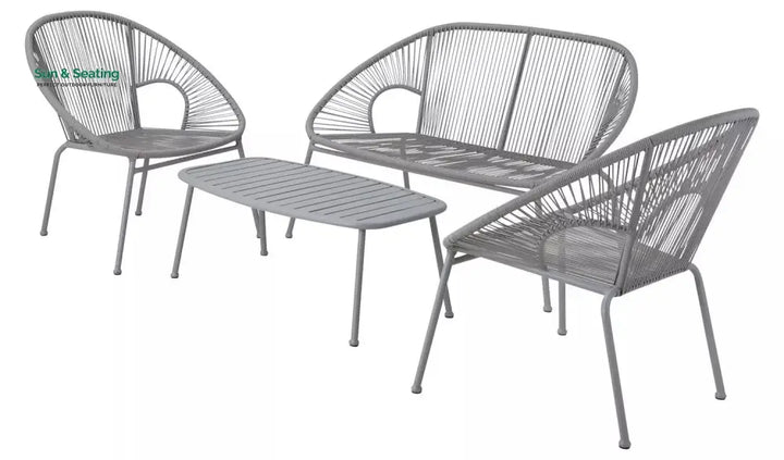 Bifur Outdoor Garden Balcony Sofa Set 2 Seater 2 Single seater and 1 Center Table Set (Gray) Sofa Sets