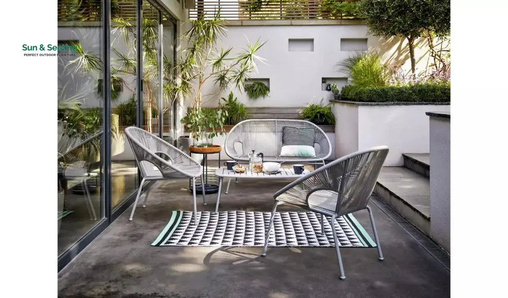 Bifur Outdoor Garden Balcony Sofa Set 2 Seater 2 Single seater and 1 Center Table Set (Gray) Sofa Sets