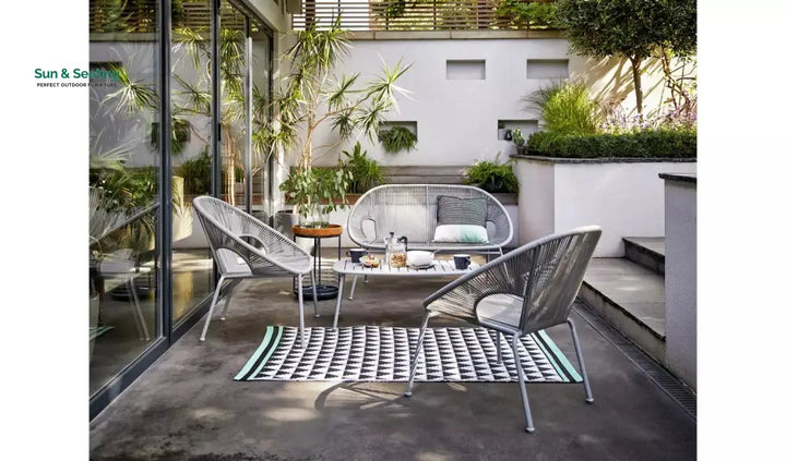 Bifur Outdoor Garden Balcony Sofa Set 2 Seater 2 Single seater and 1 Center Table Set (Gray) Sofa Sets