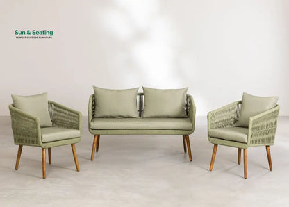 Bilbao Outdoor Sofa Set 2 Seater 2 Single seater Set Braided & Rope Green Sofa Sets
