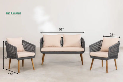 Bilbao Outdoor Sofa Set 2 Seater 2 Single seater Set Braided & Rope Sofa Sets