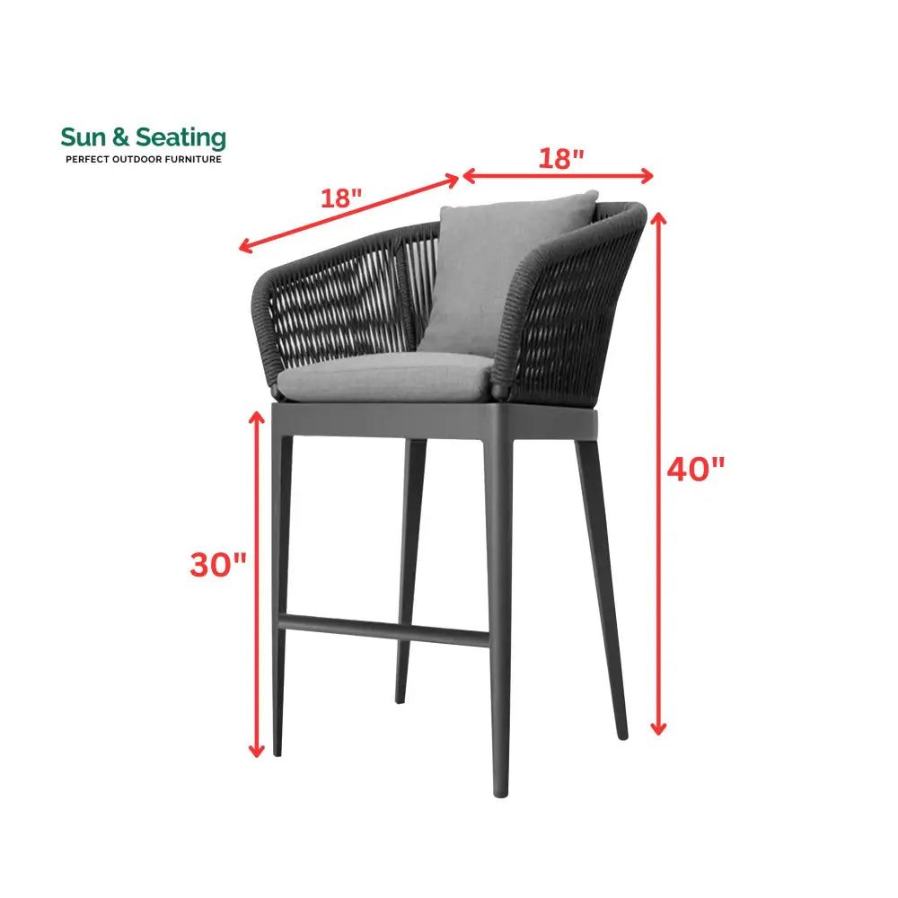 Bilge Outdoor Patio Bar Chair 1 Chair For Balcony Braided &amp; Rope (Black) Bar Sets