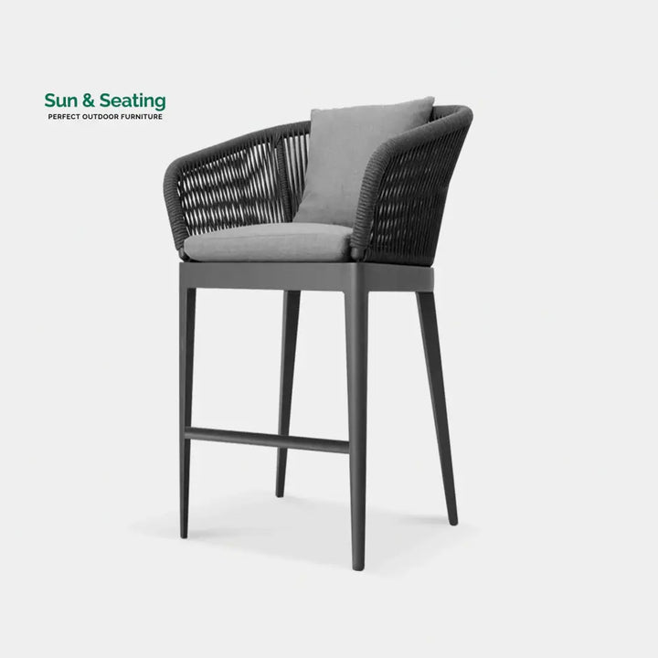 Bilge Outdoor Patio Bar Chair 1 Chair For Balcony Braided &amp; Rope (Black) Bar Sets